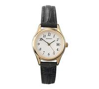 Sekonda Robinson Womens Watch - 27mm Ladies Watch with White Dial, Date Window, Gold-Tone Case and Black Leather Strap - 30m Water Resistant - 2 Year Warranty