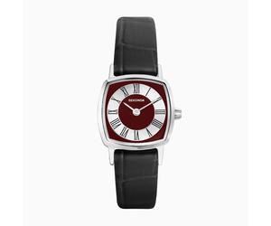 Sekonda Sekonda 1970s Ladies Watch | Silver Case & Black Leather Strap with Red Dial | 40376