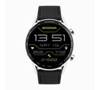 Sekonda Sekonda Active Plus Smart Watch | Silver Alloy Case & Black Leather Strap | 30178