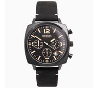 Sekonda Sekonda Airborne Men's Chronograph Watch | Black Case & Leather Strap with Black Dial | 1991