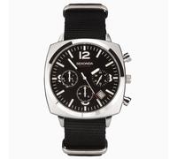 Sekonda Sekonda Airborne Men's Chronograph Watch | Silver Case & Black Canvas Strap with Black Dial | 1989