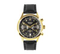 Sekonda Sekonda Archer Men's Watch | Gold Alloy Case & Black Leather Strap with Black Dial | 30237