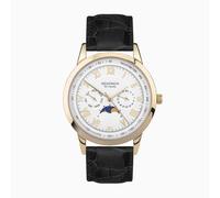 Sekonda Sekonda Armstrong Moon Phase Men's Watch | Gold Alloy Case & Black Leather Strap with Silver Dial | 30147