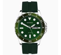 Sekonda Balearic Mens 44mm Quartz Watch in Green with Analogue Day/Date Display, and Green Rubber Strap 30119