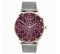 Sekonda Sekonda Celeste Ladies Watch | Silver Case & Stainless Steel Mesh Bracelet with Red Dial | 40500