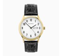 Sekonda Easy Reader Ladies 36mm Quartz Watch in White with Analogue Day/Date Display, and Black Leather Strap 30123