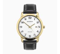 Sekonda Sekonda Easy Reader Men's Watch | Gold Stainless Steel Case & Black Leather Strap with White Dial | 30130