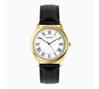 Sekonda Sekonda Evans Men's Watch | Gold Alloy Case & Black Leather Strap with White Dial | 30250