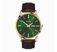 Sekonda Sekonda Jackson Men’s Watch | Gold Alloy Case & Brown Leather Strap with Green Dial | 30151