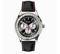 Sekonda Sekonda Maverick Men's Watch | Silver Case & Black Leather Strap with Black Dial | 30035