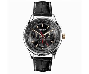 Sekonda Sekonda Maverick Men's Watch | Silver Case & Black Leather Strap with Black Dial | 30036