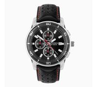 Sekonda Sekonda Midnight Chronograph Men's Watch | Silver Alloy Case & Black Leather Strap with Black Dial | 30206