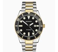 Sekonda Ocean Mens 43mm Quartz Watch in Black with Analogue Date Display, and Two Tone Stainless Steel Strap 30139