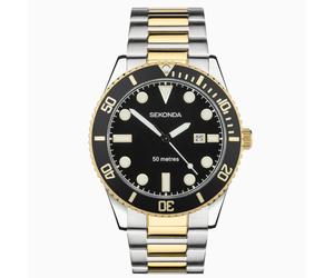Sekonda Sekonda Ocean Men's Watch | Two Tone Alloy Case & Stainless Steel Bracelet with Black Dial | 30139