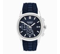 Sekonda Sekonda Octaire Chronograph Men's Watch | Silver Alloy Case & Navy Silicone Strap with Navy Dial | 30276