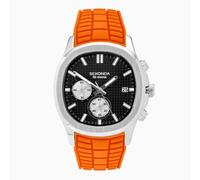 Sekonda Sekonda Octaire Chronograph Men's Watch | Silver Alloy Case & Orange Silicone Strap with Black Dial | 30277