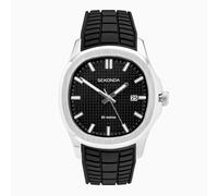 Sekonda Sekonda Octaire Men's Watch | Silver Alloy Case & Black Silicone Strap with Black Dial | 30274