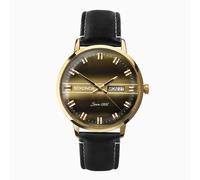 Sekonda Sekonda Originals Men's Watch | Gold Case & Black Leather Strap with Gold Dial | 1950