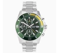 Sekonda Sekonda Pacific Wave Chronograph Men's Watch | Silver Stainless Steel Case & Bracelet with Green Dial | 30115