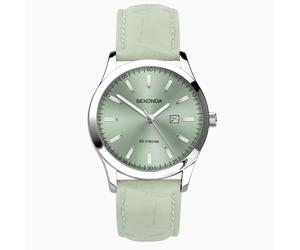 Sekonda Sekonda Taylor Ladies Watch | Silver Alloy Case & Green Leather Strap with Green Dial | 40549