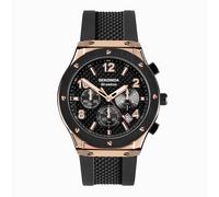 Sekonda Sekonda Titan Chronograph Men's Watch | Rose Gold Alloy Case & Black Silicone Strap with Silver Dial | 30257