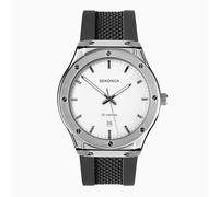 Sekonda Sekonda Titan Men's Watch | Silver Alloy Case & Black Silicone Strap with White Dial | 30255