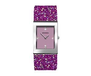 Sekonda Seksy Rocks Pink Rectangular Dial Pink Finest Quality Crystals Stone Set Bracelet Ladies Watch 2856