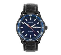 Sekonda Sport Midnight Men's 44mm Quartz Watch in Blue with Analogue Day/Date Display, and Black Leather Strap 30205