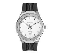 Sekonda Sports Men's 42mm Titan Watch in Silver with Black Silicone Strap & White Dial