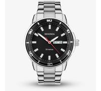 Sekonda Sport Midnight Men's 44mm Quartz Watch in Black with Analogue Day/Date Display, and Silver Stainless Steel Strap 30204
