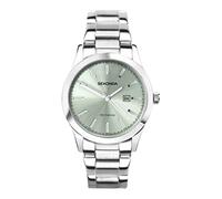 Sekonda Taylor Womens Analogue Watch 34mm Silver Stainless Steel Bracelet | 50 Metres Water Resistance, mineral glass crystal, double lock safety clasp, sunray dial, date display, ion-plated case