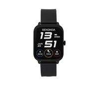 Sekonda Unisex Motion Go Black Silicone Strap with LCD Dial Smartwatch, Black, Men Black