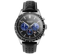 Sekonda Velocity Men’s 45mm Quartz Watch in Black with Analogue Display, and Black Leather Strap 30069