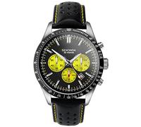 Sekonda Velocity Mens 45mm Quartz Watch in Black with Analogue Date Display, and Black Leather Strap 30068