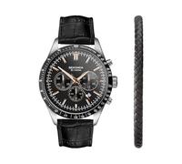 Sekonda Velocity Mens Analogue Watch 45mm Silver Leather Strap
