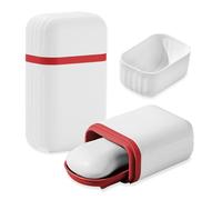 Sekonow 2Pcs Leakproof Travel Soap Case with Silicone Ring - Travel Soap Container with Draining Layer, Shampoo Bar Soap Holder Travel Soap Dish Box for Traveling, Red