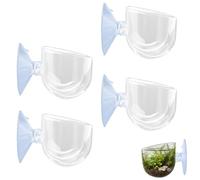 Sekonow 4 Pack Aquarium Plant Holder with Hole, Fish Tank Aquatic Plant Pot Cup with Large Suction Cup, Clear Acrylic Aquarium Planter for Fish Tank Aquascape Decorations