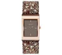 Seksy Rocks Ladies' Swarovski Crystal Set Strap Watch (One Size, Brwon/Gold)