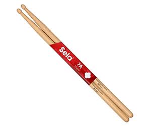 Sela Professional Maple 7A Drumsticks - Ideal for Gentle Rock - Drum Sticks for Advanced - 1 Pair Wooden Sticks - Maple Wood Drum Accessories - Acorn Head Shape, Natural, SE 274