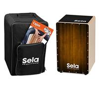 Sela SE 129 EN Varios Brown Cajon Set with backpack, cajon pad, English cajon method, CD and DVD, Standard