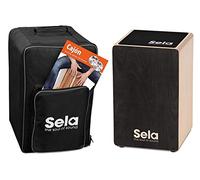 Sela SE 160 ES Primera Black Cajon beginner bundle with backpack, cajon pad, Spanish Cajon book, CD and DVD
