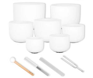 Sela SECF Set 7-Piece Singing Bowl Set Crystal Singing Bowl Frosted 440 Hz with Keepdrum Tuning Fork