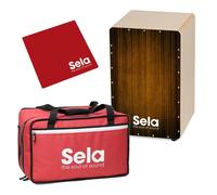 Sela Varios Pre Assembled Cajon Bundle Brown With Bag and Cajon Pad