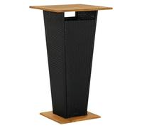 selah 60cm wooden top bar table with poly rattan base in black