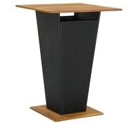 selah 80cm wooden top bar table with poly rattan base in black
