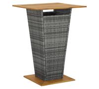 selah 80cm wooden top bar table with poly rattan base in grey