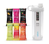Selah Flavored Water Bottle - Water Enhancer, Sugar Free, Vitamin Infused Water - 20oz Water Bottle with Flavor Pods Included - Energy Drink, Strawberry, and Sports Drink Pods (White, 6 Flavor Pod)