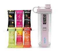 Selah Flavored Water Bottle - Water Enhancer, Sugar Free, Vitamin Infused Water - 20oz Water Bottle With Flavor Pods Included - Energy Drink, Strawberry, and Sports Drink Pods (Pink, 6 Flavor Pod)
