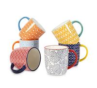 Selamica 10 oz Coffee Mugs Set of 6 with Handle, Coffee Cups Ceramic for Cappuccino Latte Cocoa Milk Tea, Dishwasher Microwave Safe, Assorted Colors