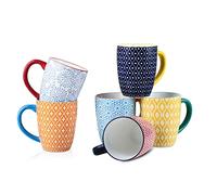 Selamica 16 oz Porcelain Coffee Mugs Set of 6, Coffee Cups Ceramic With Handle, Dishwasher, Oven, Microwave Safe, Assorted Colors